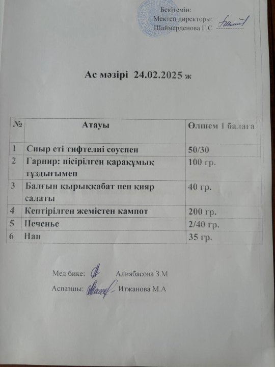 Ас мәзірі