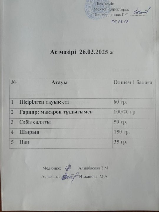 Ас мәзірі