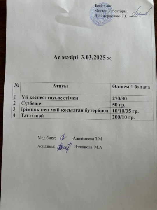 Ас мәзірі