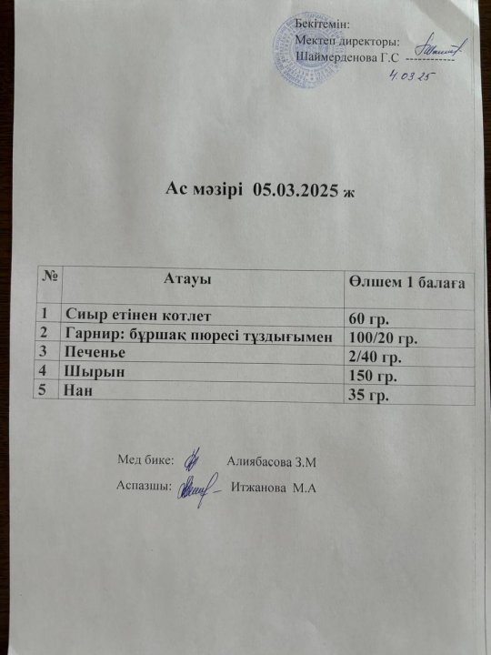 Ас мәзірі