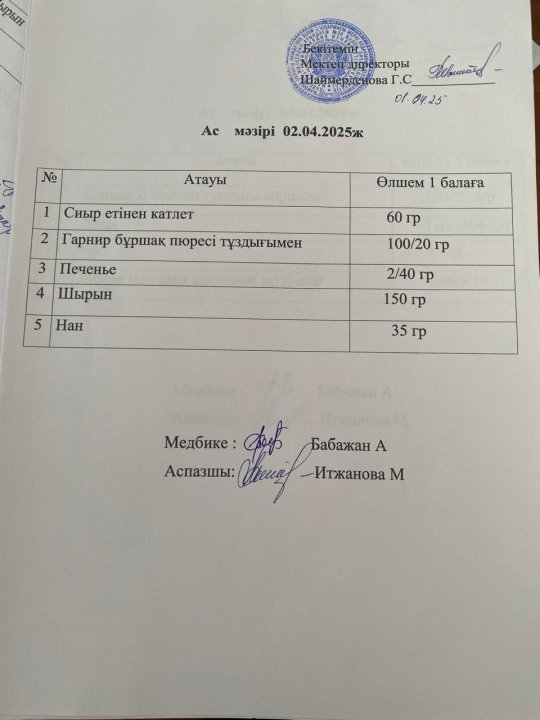 Ас мәзірі