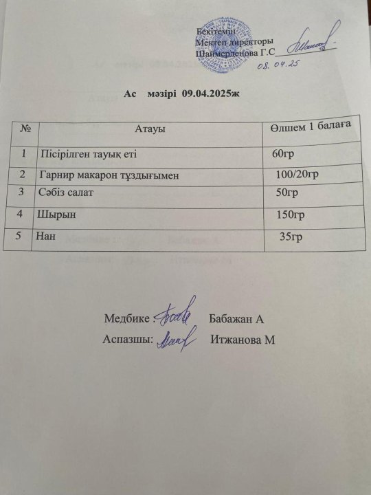 Ас мәзірі